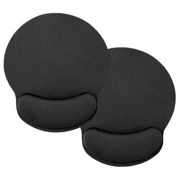 

2Pcs Black Memory Foam Foam Mouse Pad with Wrist Pillow