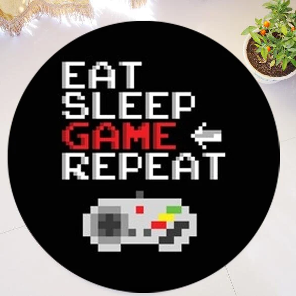 A Funny Eat Sleep Game Repeat Gaming Round Carpet Rug for Gamer Area Rug Washable Rubber Mat Video Games Chair Home Decor Gift 100 - Цвет: A