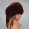 Real Fur Bomber Trapper Hat Lady Winter Warm Luxury 100% Natural Fox Fur Hat Ski Mask Bonnet Fashion Fluffy Fox Fur Beanie Caps 3