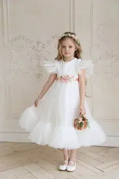 

Wholesale Baby Girl Fluffy Tulle Party Dress Flare Sleeve Ball Gown for Wedding Princess Dress Children Clothes 3-8Y E7821