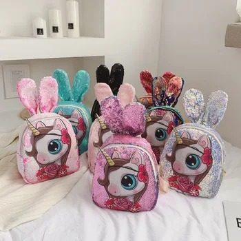 

Multi-Function Girl's Small Backpack Shining Sequin Bag Cute Cartoon Bag Baby Mini Back Pack for Teenage Girls Kids