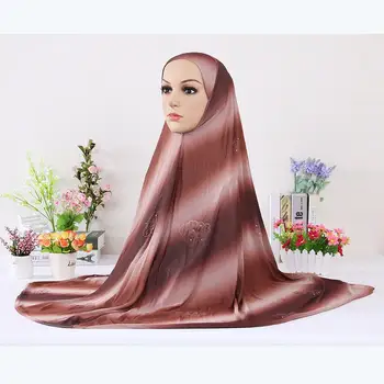 

Islamic Women Hijab Muslim Prayer Garment Clothing Turban with Diamonds Flower Hijab Caps Neck Full Cover Headscarf Turkey Wraps