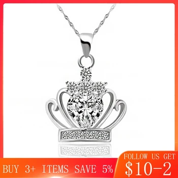 

CodeMonkey 100% Real 925 Sterling Silver 4 Color Crown Pendant Necklace For Women Making Fine Jewelry Wedding Birthday Gift N083