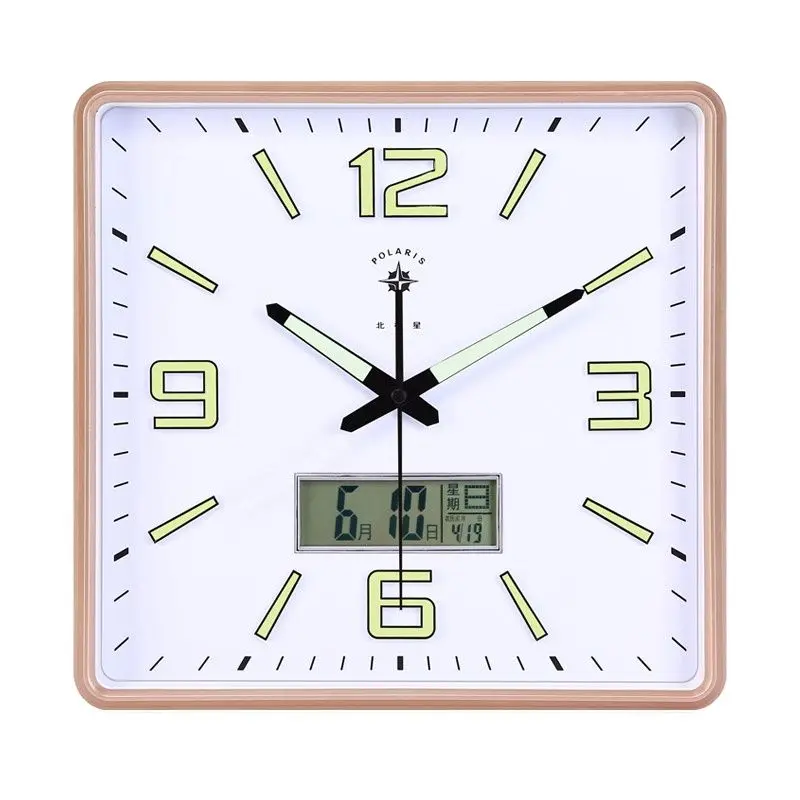 Modern Silent Wall Clock Living Room Kitchen Square Creative Calendar Luminous Watches Home Decor Horloge Murale Gift FZ608 | Дом и сад