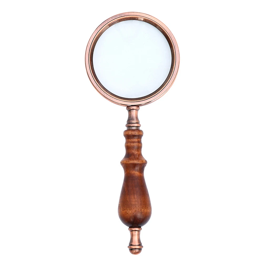 10X Handheld Magnifying Glass with Wooden Handle Magnifier for Elderly Reading DU55 - Цвет: 10X