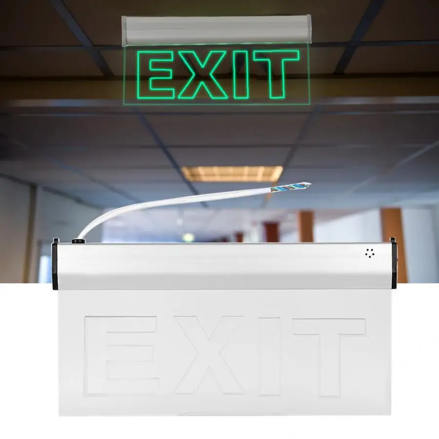 Выход аварийный знак AC220V 3 Вт LED PMMA 350x18 0 мм/13.78x7.09in выход Индикатор безопасности