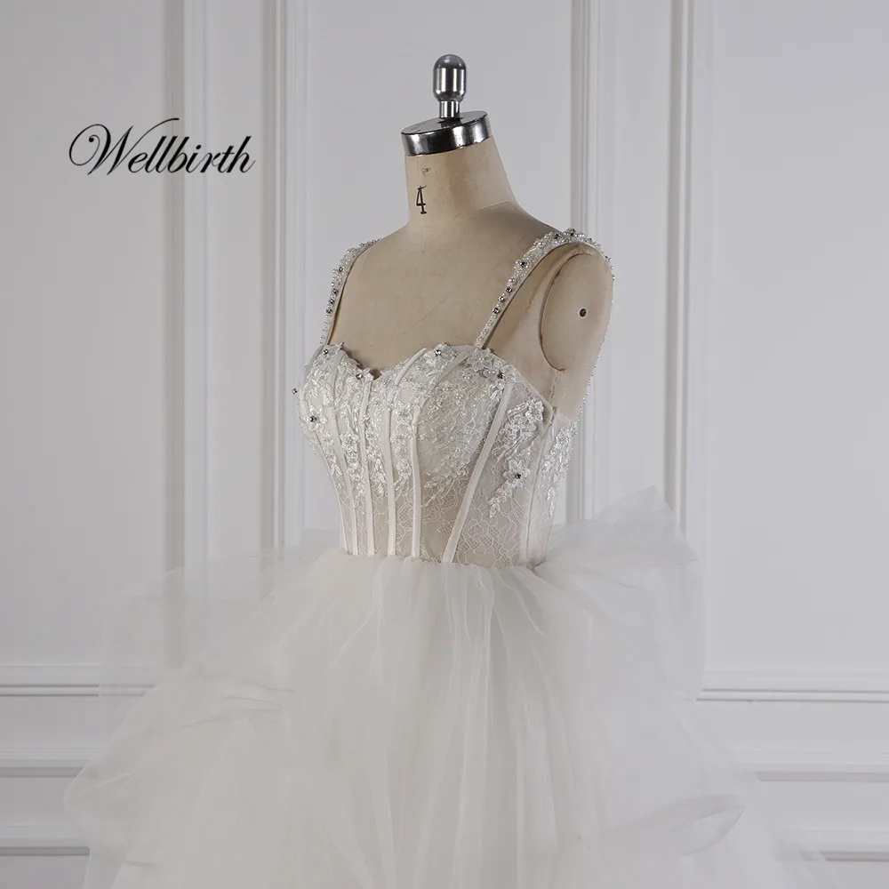 Реальное изображение Wellbirth Vestido de novia возлюбленный вырез спинки Линия свадебное платье с коротким рукавом свадебное платье JC079