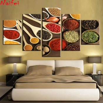 

diy 5d diamond mazayka 5 Pieces Spoon Grains Spices diamond painting full square/round drill Kitchen Food Diamond embroidery