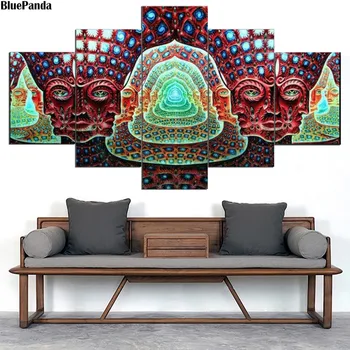 

Surreal Colorful Psychedelic Wallpaper Background 5 Pieces Poster Painting On Canvas Bedroom Wall Art Pictures Home Decoration