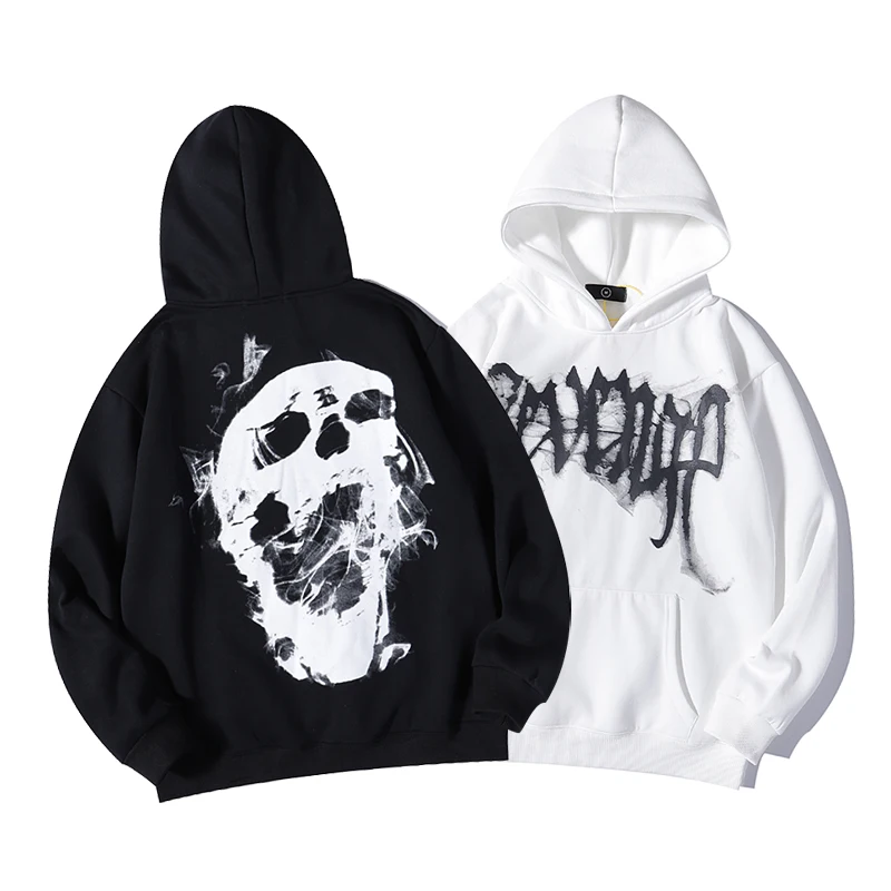 Hip Hop XXXtentacion Revenge Hoodies Bone Skull Smoke Print Sweatshirts Men Women Harajuku Streetwear Fleece Autumn Pullover