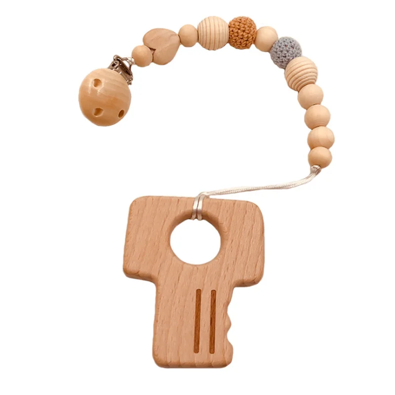 Stroller Accessories Toy Wooden Teether Baby Bracelet Animal Shaped Teething For Organic Wood Silicone Beads Rattle | Мать и ребенок