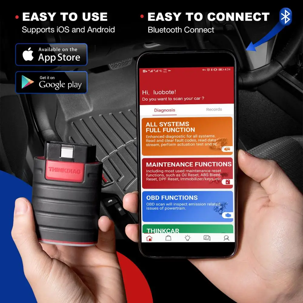 Ferramenta de Diagnóstico Leitor de Código Thinkdiag Sistema Completo Mesmo Easydiag Obd2 Obdii 15 Serviços Redefinir pk Ap200 Que