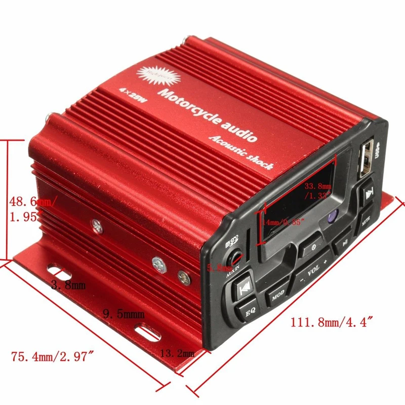 12V IP65 мотоцикл аудио дистанционный Управление два динамика звуковой сигнал Системы USB MP3 FM радио