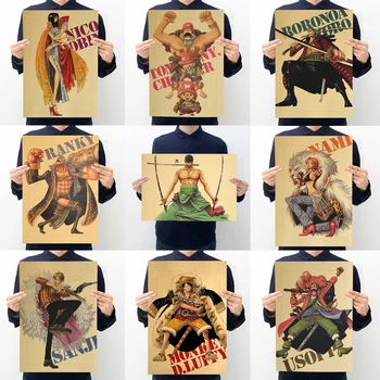 

AIMEER Nostalgic Solon Luffy anime kraft paper poster comic retro kraft decorative painting wallpaper posters 52*36cm