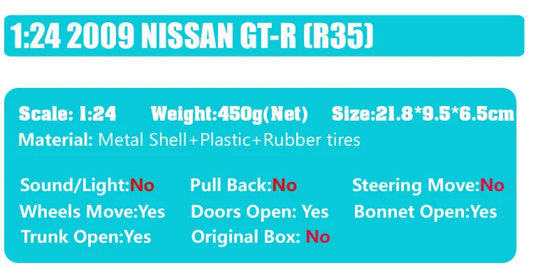 1:24 весы Jada 2009 NISSAN NISMO GT-R R35 BEN SOPRA Super GT Гоночная машина металлические Литые и игрушечные машинки модель автомобиля thumbnails для мальчиков