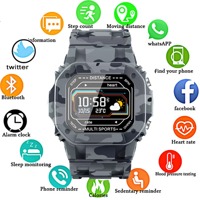 New Smart Watch Always-on Screen Men Women Kids Sport Watches for Ios Android Phone Heart Rate Blood Pressure Digital Smartwatch