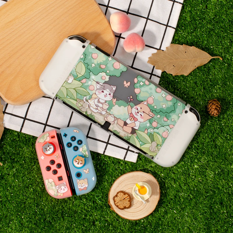 For Nintendo Switch OLED Cute Cartoon Anime Case Joy Con Controller Shell Kawaii Pink Soft Silicone Protective Cover Accessories