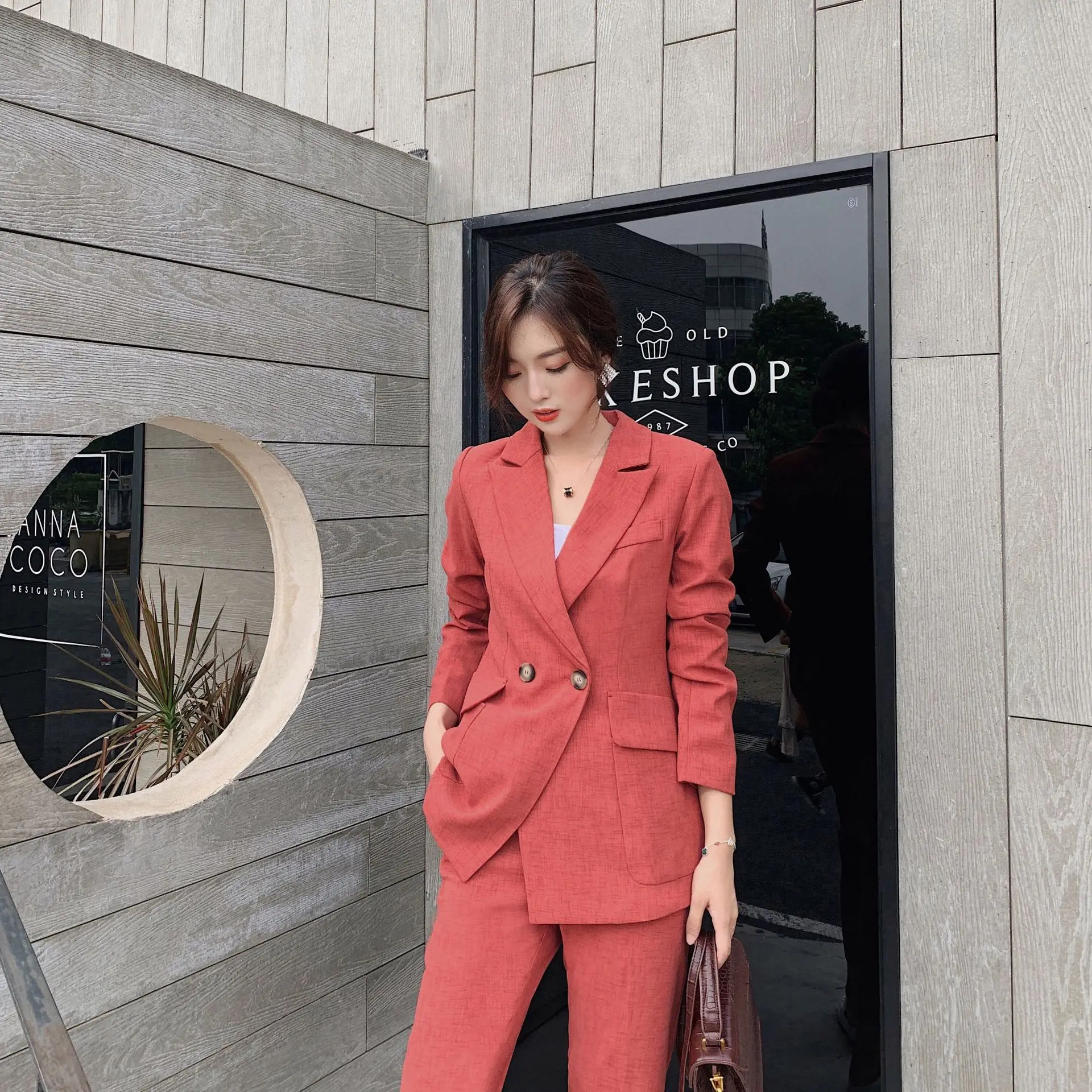 

2019 Customizable Fashion Korean-style Goddess-Style Casual Comfortable Versatile Small Suit Two-Piece Set