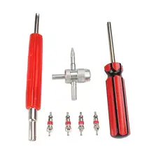 

7Pcs Tire Valve Stem Removal Tool Portable Tire Repair Tool Kit With Single And Double Heads Valve Core Remover And 4-Way Valve