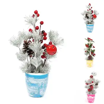 

Mini Christmas Tree Decorative Bell Frosted Artificial Tabletop Christmas Tree DIY Christmas Tree Small Pine Tree