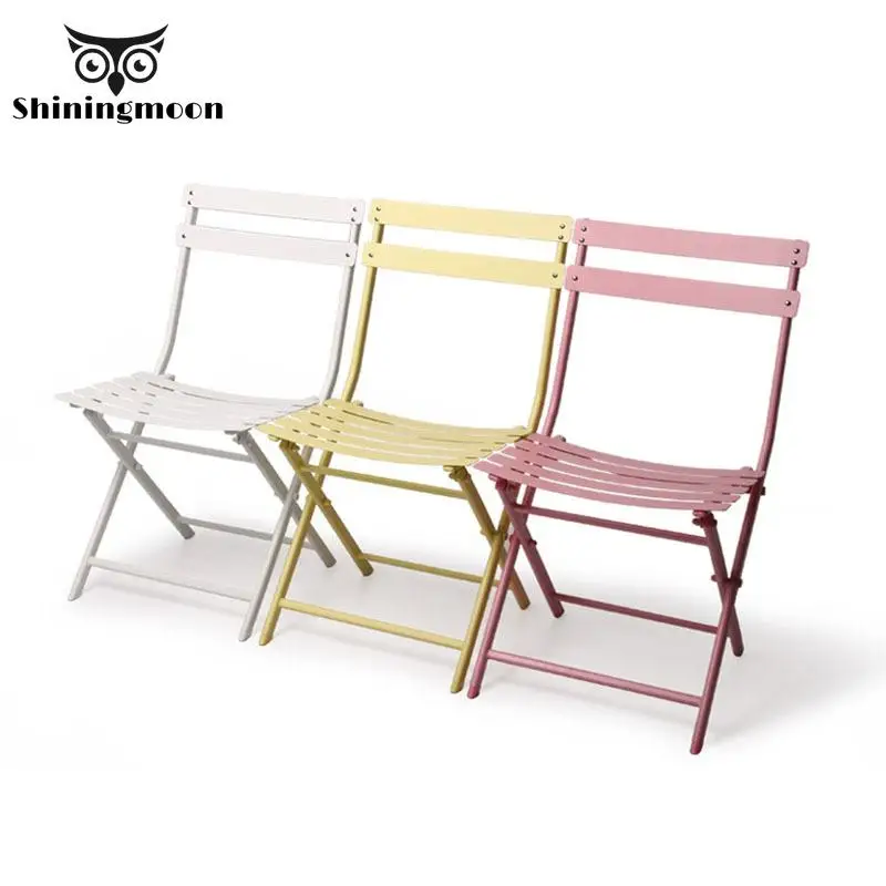 Limited Modern Chinese Iron Folding Chair Restaurant Dining Chair Outdoor Leisure Coffee Shop Chair Simple Creative Metal Comedor  Chair