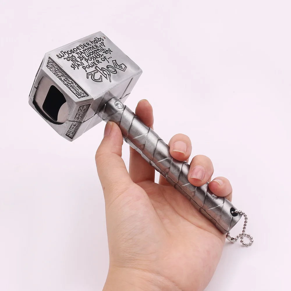 Big size Silver Мстители Endgame Mjolnir Тор молот косплей медведь откупориватель бутылок брелок металлический многофункциональный Mjolnir творческие открывалки Мини Размер - Цвет: Big size Silver