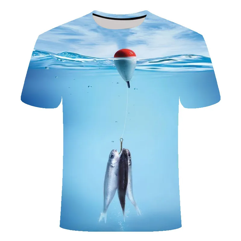 

2019 New Leisure Digital 3D Printed Fish T-shirt Male Summer Short Sleeve Crewneck T-shirt and T-shirt Fishery T-shirt