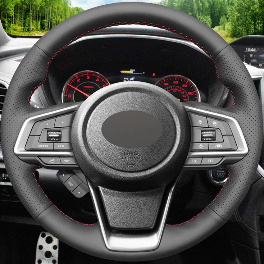Черный PU искусственная кожа DIY Ручная сшитая крышка рулевого колеса автомобиля для Subaru Forester Ascent Crosstrek