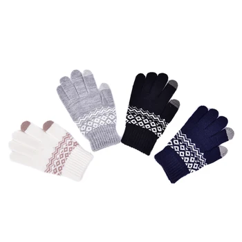 

HOT Cashmere Geometric Crinkle Knitting Gloves Winter Warm Touch Screen Gloves Kitted Mittens Men Women Touch Gloves Gifts