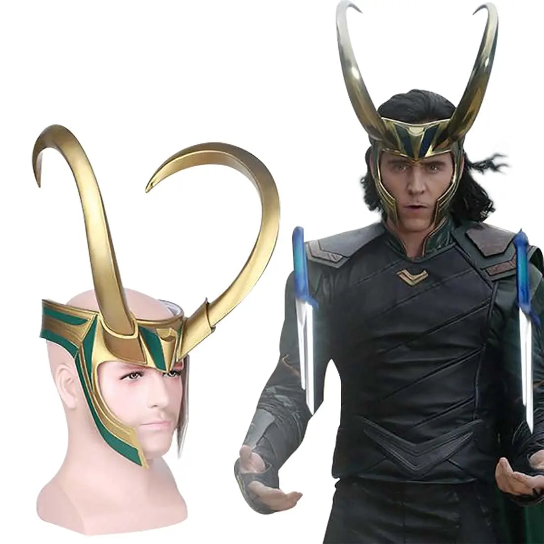 Loki Horns Hat Headdress Mask Cosplay Props PVC Helmet Thor |