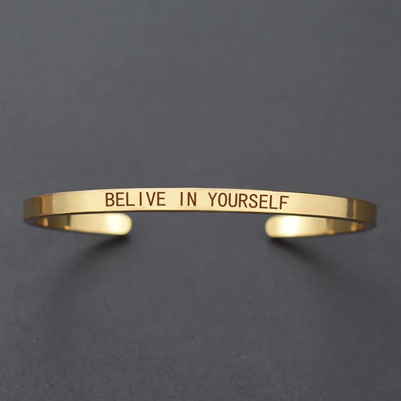 Inspirational Quotes Cuff Bracelet "DON'T WORRY BE HAPPY" Metal Engraved Bracelet Bangle Fashion Jewelry Gifts for Friends metal bracelet