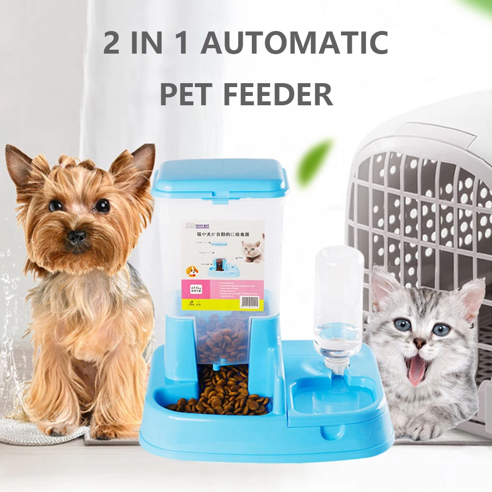 

New 2 In 1 Detachable Automatic Pet Feeder Water Dispenser Cats Dogs Feeding Tool Water Bottle Pet Products Cats Supplies