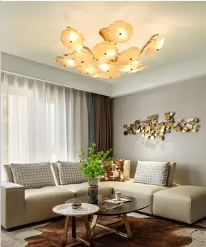 

Light luxury post-modern copper branch crystal chandelier French living room dining room lamp American minimalist designer villa