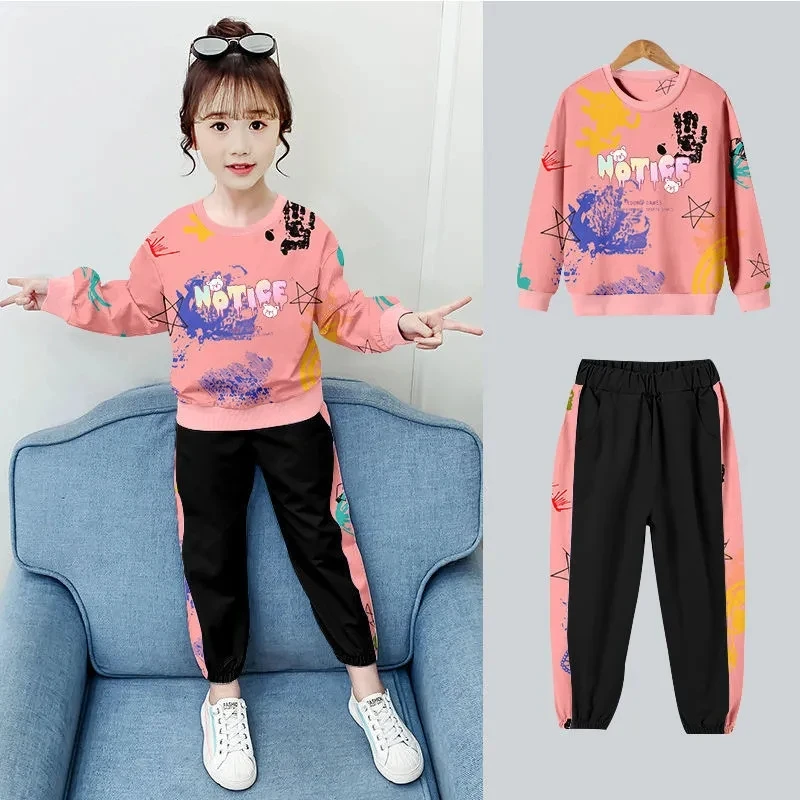 Kids Girl Outfit 2Pcs Set Spring Autumn Toddler Children Casual Sweatshirt+Pants Students Fashion Boutique Girls Clothes