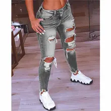 

2021 Summer New Drawstring Denim Jeans Women Ripped Hollow Hole Stretch Jean Ladies Plus Size Full Length Pencil Pants Indie