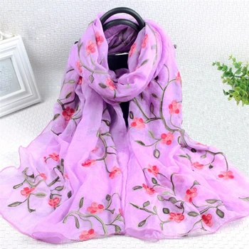 

Luxury brand Autumn and winter women Fashion Embroidery Flower scarf lady new style Popular silk wool headcloth Sunscreen shawl