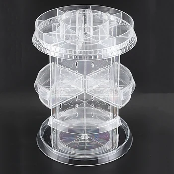

Makeup Organizer,Acrylic 360 Degree Rotating Carousel Adjustable Cosmetic Storage Display Case With