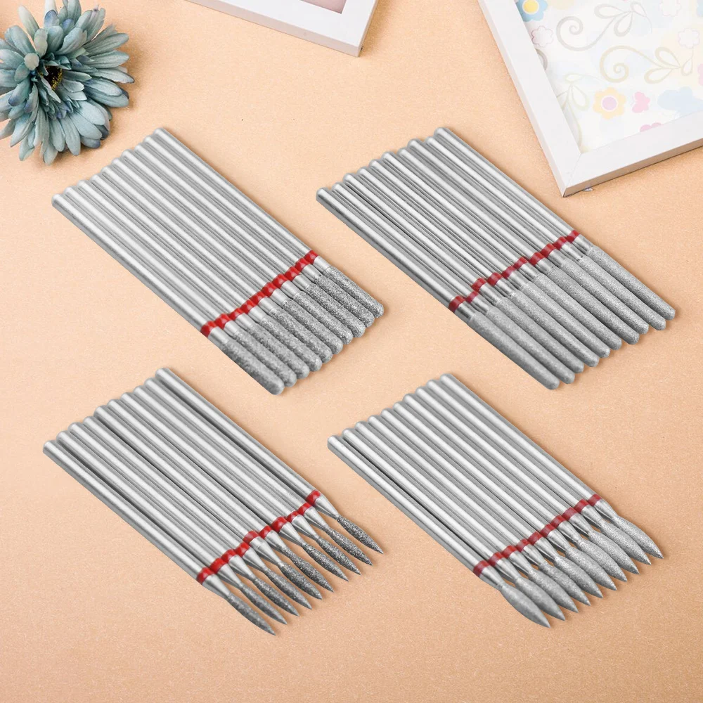 Broca de fresado de diamante para manicura, juego de broca para uñas, para taladro eléctrico de pedicura, cortador de fresado para accesorios de uñas, 10 Uds.