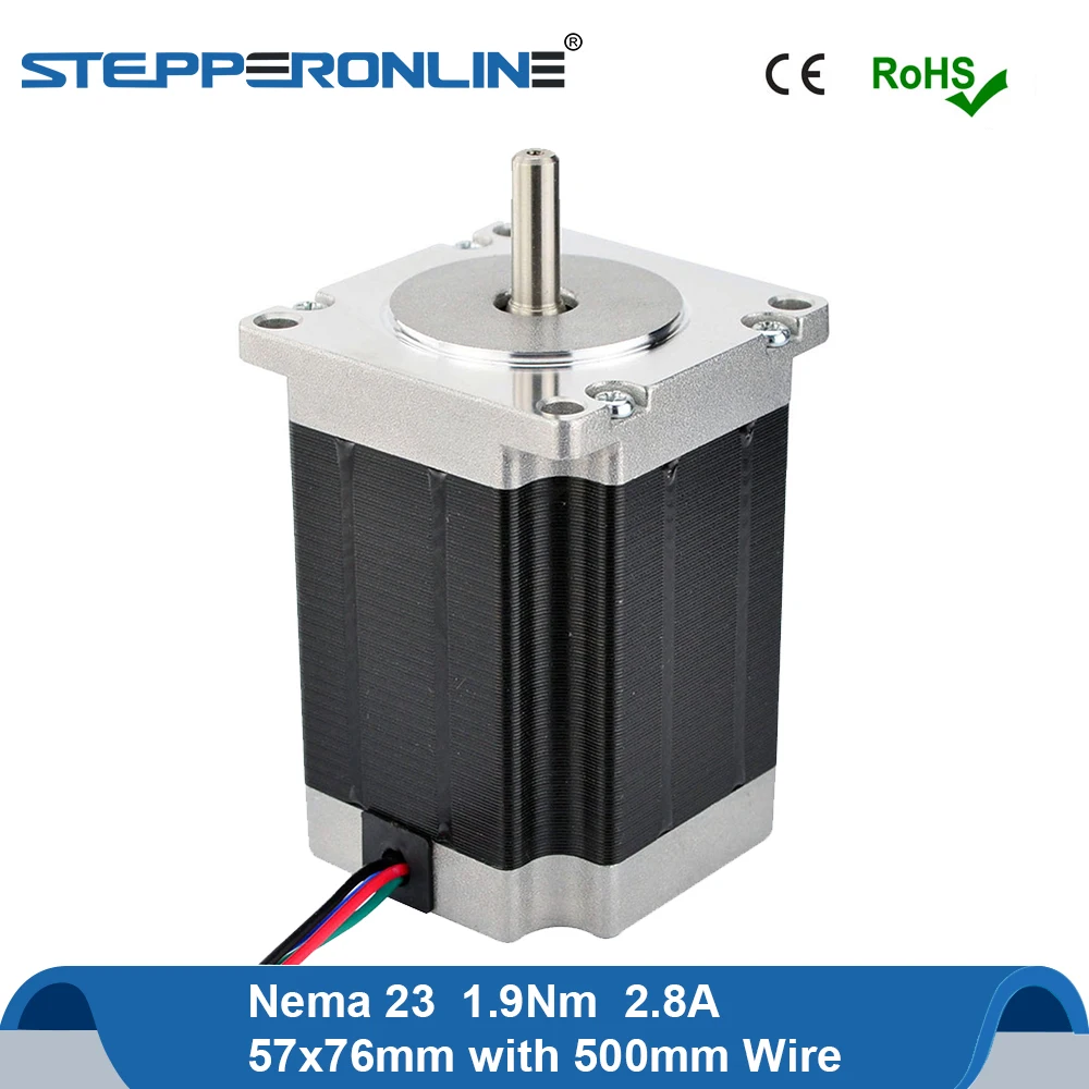 Nema 23 шаговый двигатель 76 мм 1.9Nm 23HS7628 мотор 2.8A 6,35 мм вал 4-свинец Nema23 шаговый двигатель для фрезерного станка с ЧПУ машина