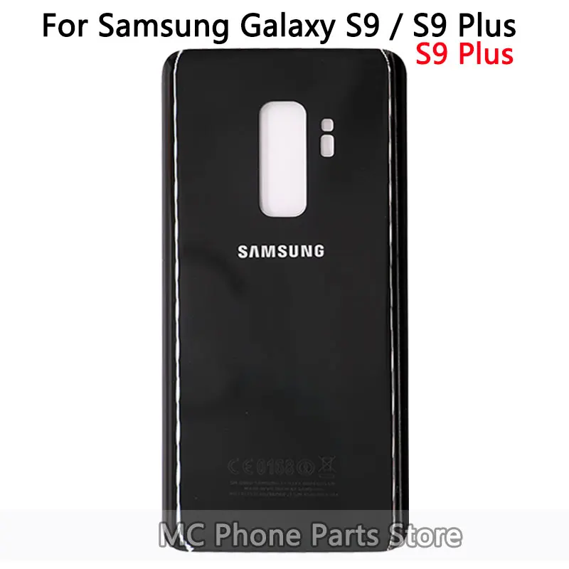 Чехол для samsung Galaxy S9 G960/S9 Plus G965F, задняя крышка для батареи, чехол,, новинка, для S9, задняя крышка, стекло+ наклейка - Цвет: S9 Plus Black