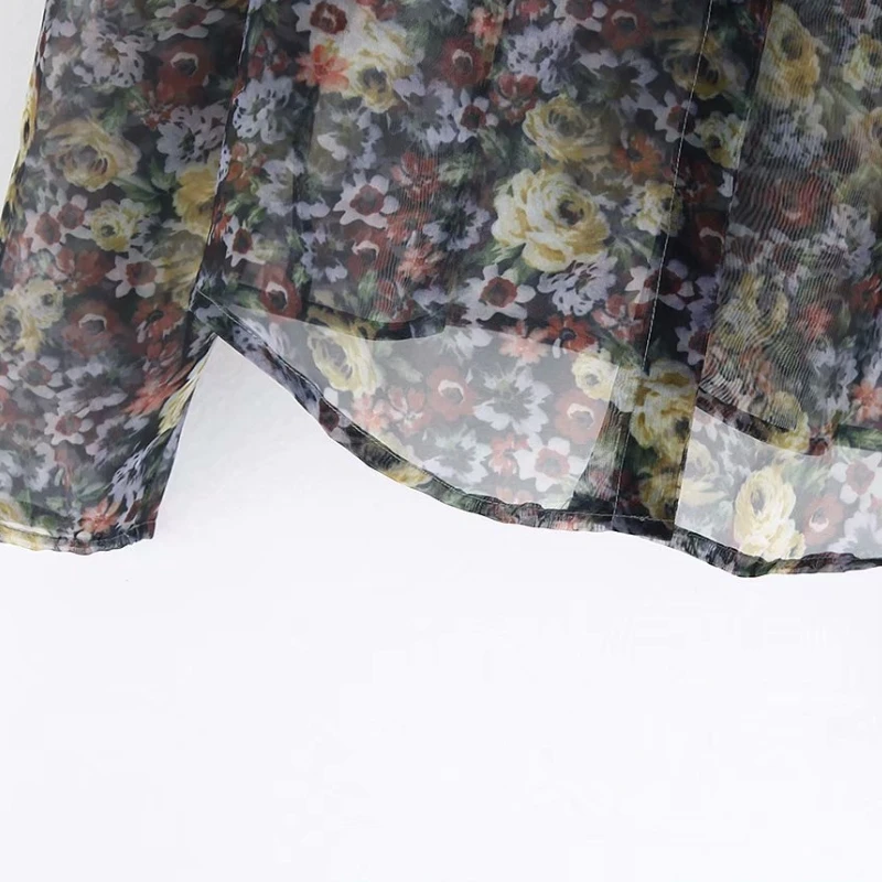 Новые женские винтажные повседневные рубашки из органзы с цветочным принтом, женские блузки с бантом и стоячим воротником, roupas, женская рубашка, топы LS4503