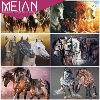 

2020 Meian Horse Diamond Embroidery Mosaic Animal 5D DIY Handicraft Full Square/Round Drill Diamond Painting Horse Handmade Gift