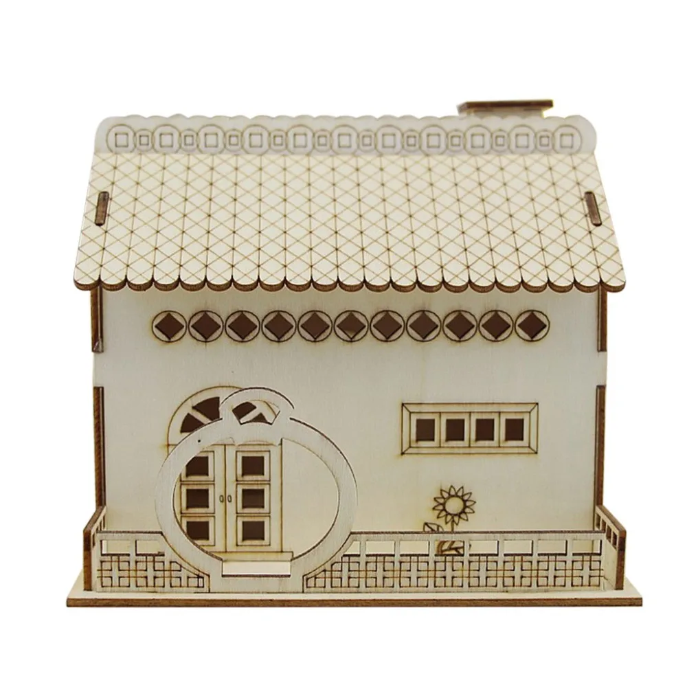 Money Box Piggy-Bank Wooden Coin Saving Box Kids Gift Coin Saving House Money Bank (41)
