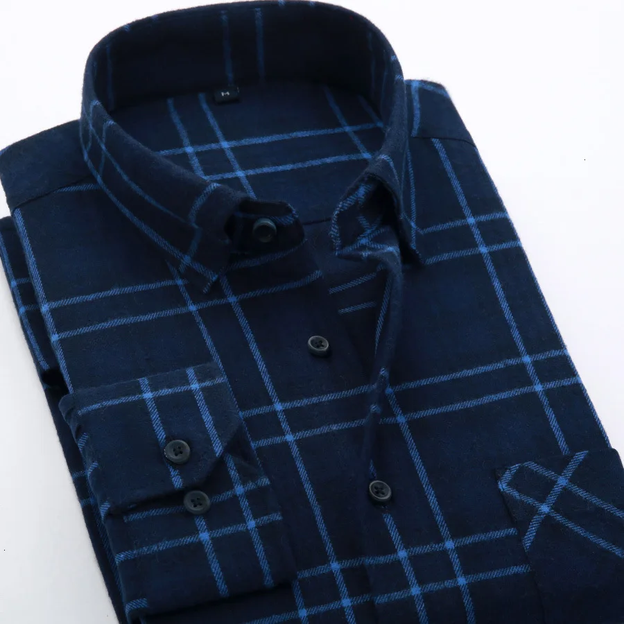 Quality Casual Men Plaid Shirt Spring Autumn Flannel Dress Shirts Fashion Long Sleeve Slim Fit Chemise Homme Cotton |