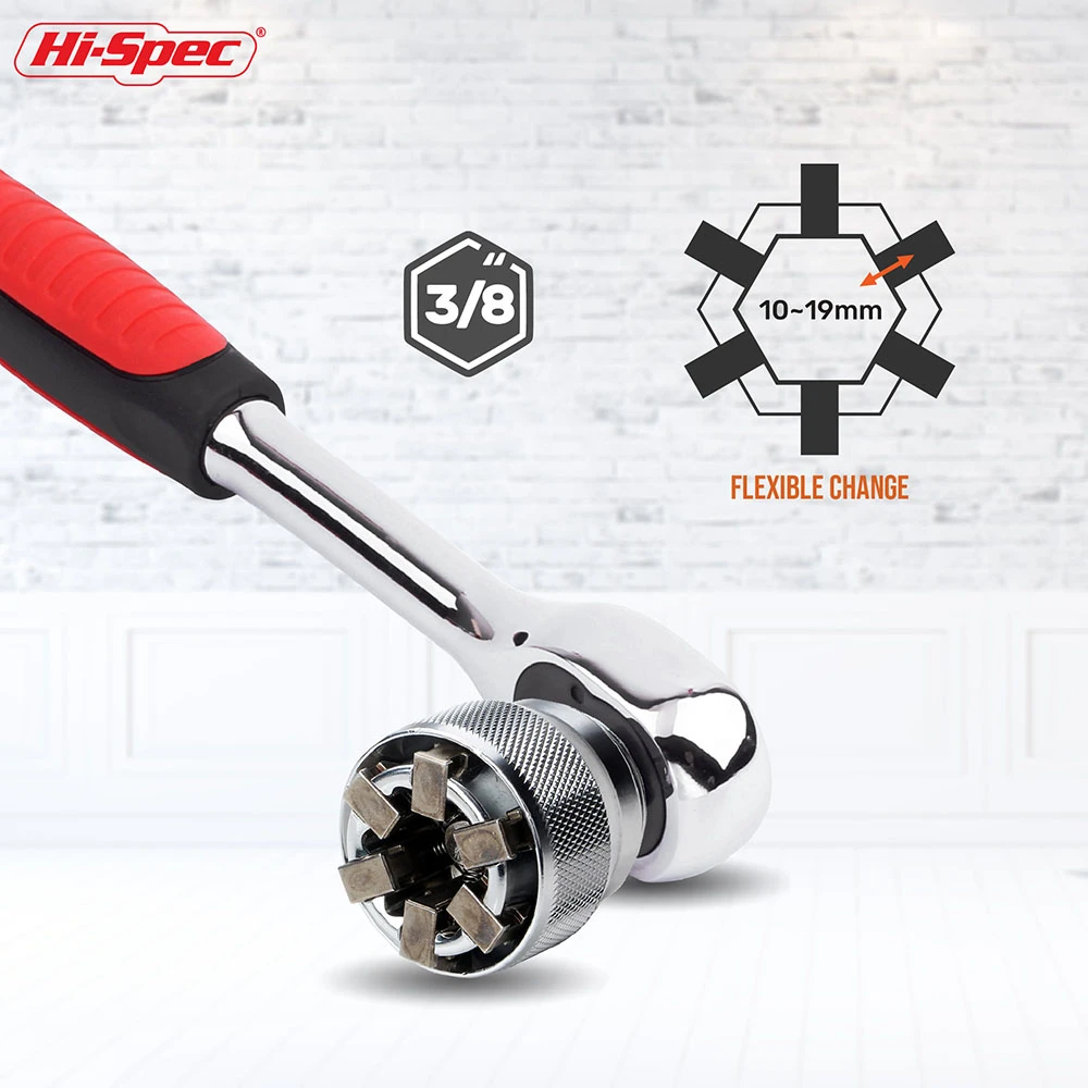 

Hi-Spec 3/8 10-19mm Universal Socket Professional Magic Adjustable Hex Torque Ratchet Socket Adapter Wrench Head Spanner Sleeve