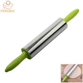 

FEBWIND Pastry Baking Tools Rolling Pin Dough for Cake Shop Bakery Stainless Steel Plastic Rolling Pin Kitchen Supplies 30