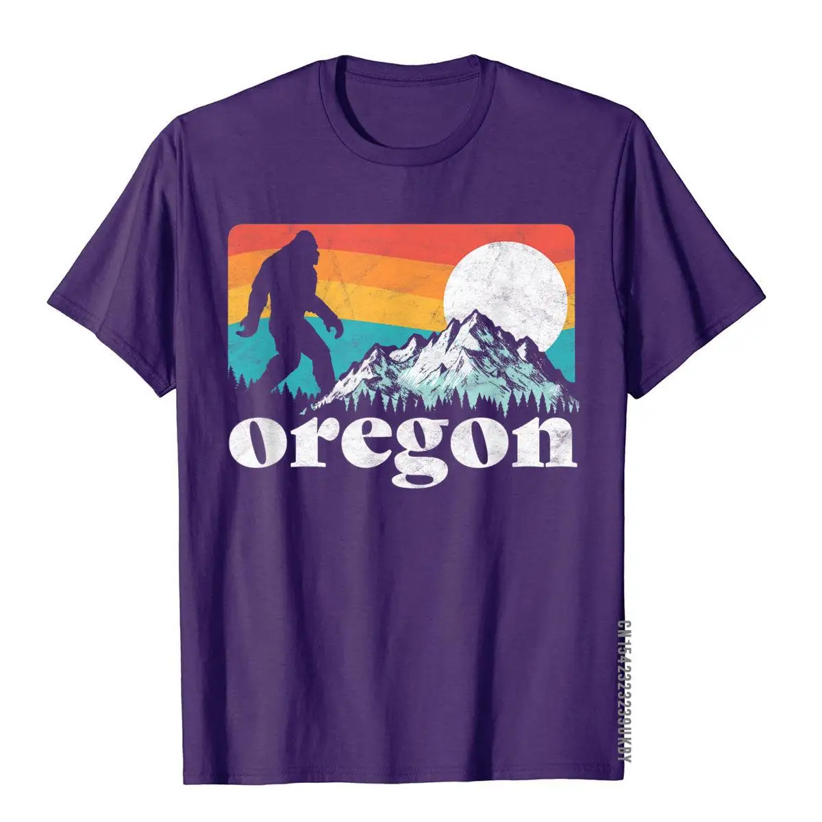 Oregon Pride Bigfoot Mountains 80's Vintage Nature Design T-Shirt__A10989purple