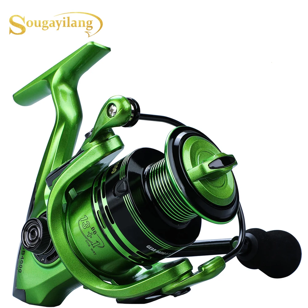 

Sougayilang Spinning Fishing Reel 13+1BB 1000-5000 Series Fishing Coil Wheel Saltwater Reel for Bass Pike Fishing Pole De Pesca