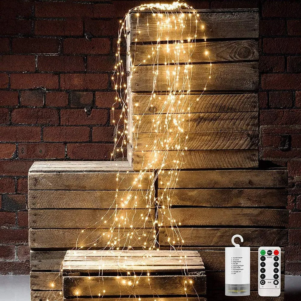 RTGBRT 200/300 светодиодный медный светильник-гирлянда с водопадом, Рождественский Сказочный светильник на батарейках, светодиодный светильник с деревом, праздничный декоративный светильник s