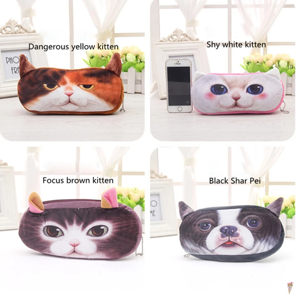 Cat 3D Lapices Material Escolar Pen Pouch Bag Pencil Case Plush Box School Supplies Trousse Scolaire Stylo Papelaria